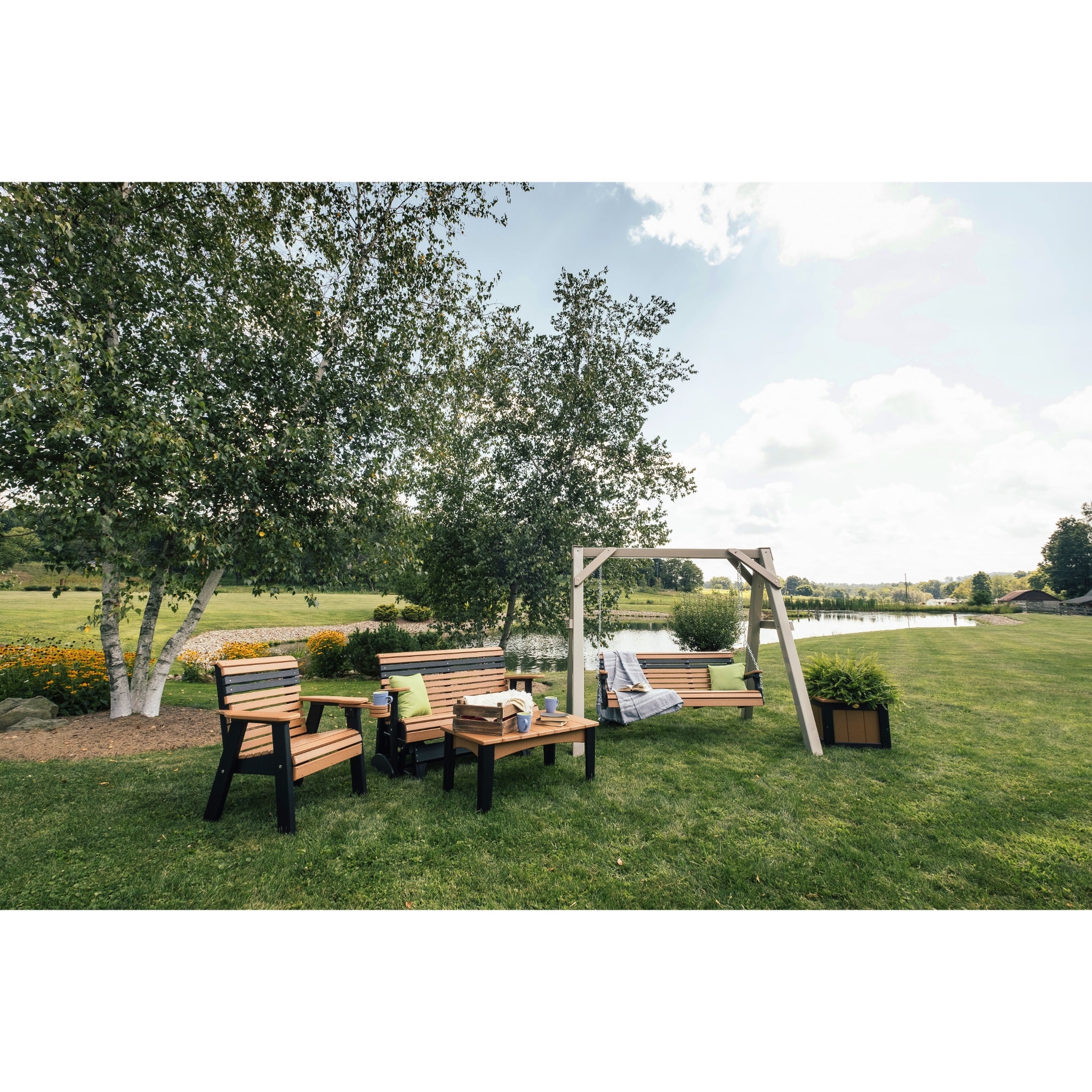 LuxCraft 4′ Plain Glider – Outdoor Poly Porch Glider Bench (4PPG)