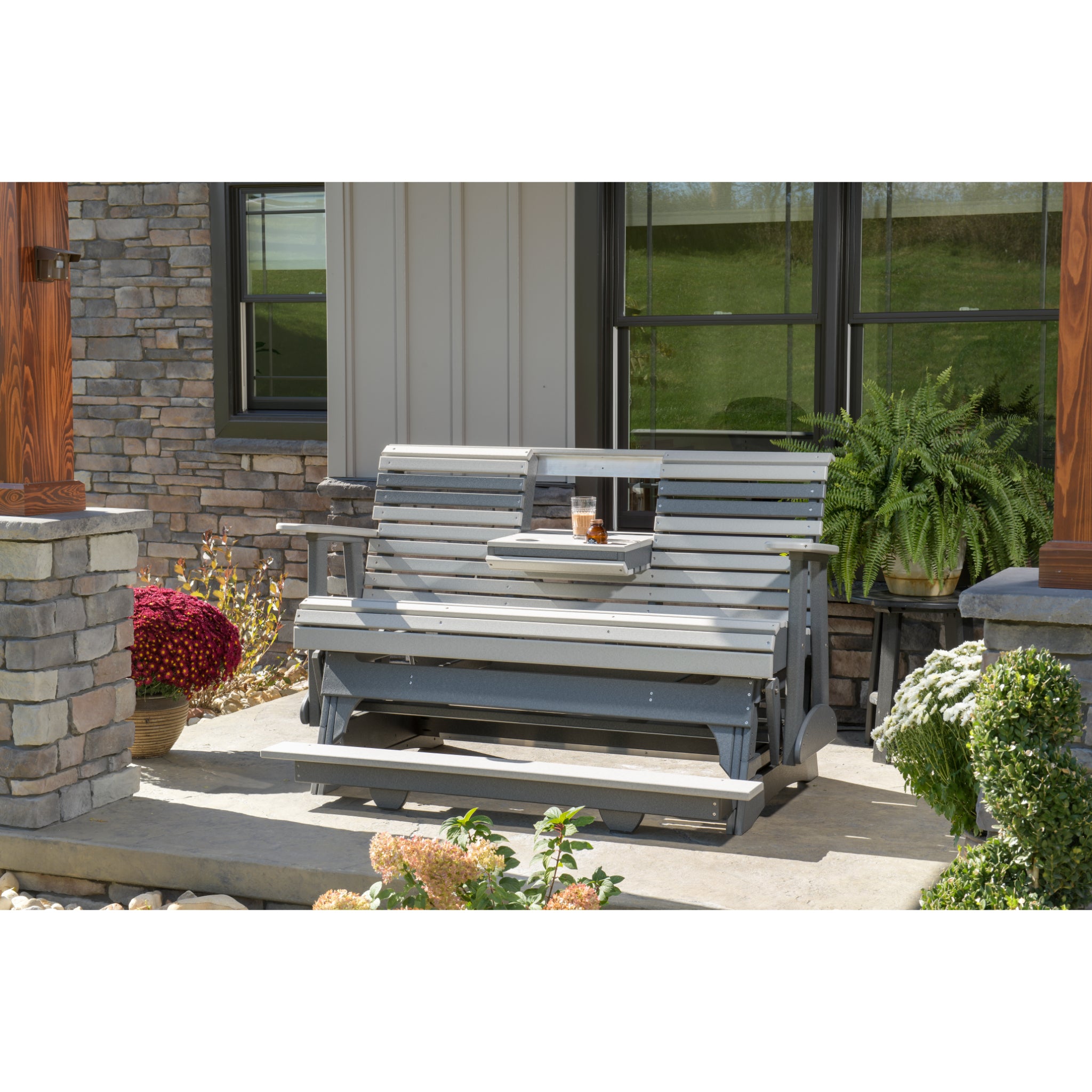 LuxCraft 5′ Plain Glider – Outdoor Poly Porch Glider Bench (5PPG)