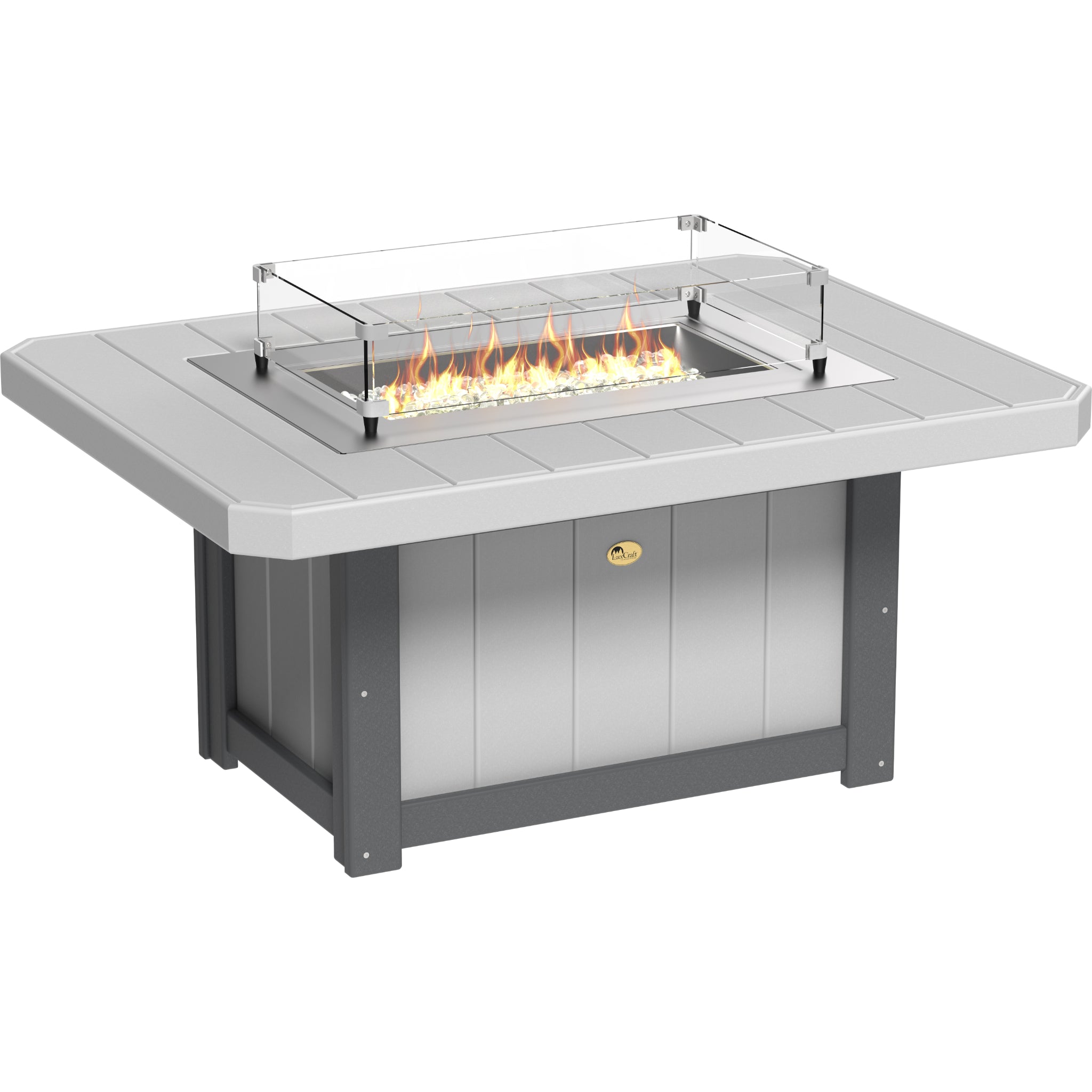 LuxCraft Lumin 51″ Rectangular Fire Pit – Outdoor Poly Patio Fire Pit (LFP51R)