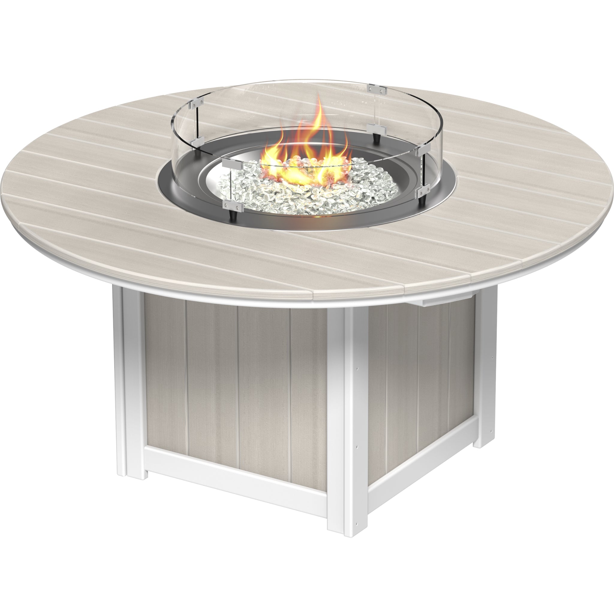 LuxCraft Lumin 60″ Round Fire Table – Outdoor Poly Patio Bar Height Fire Table (LFT60R)