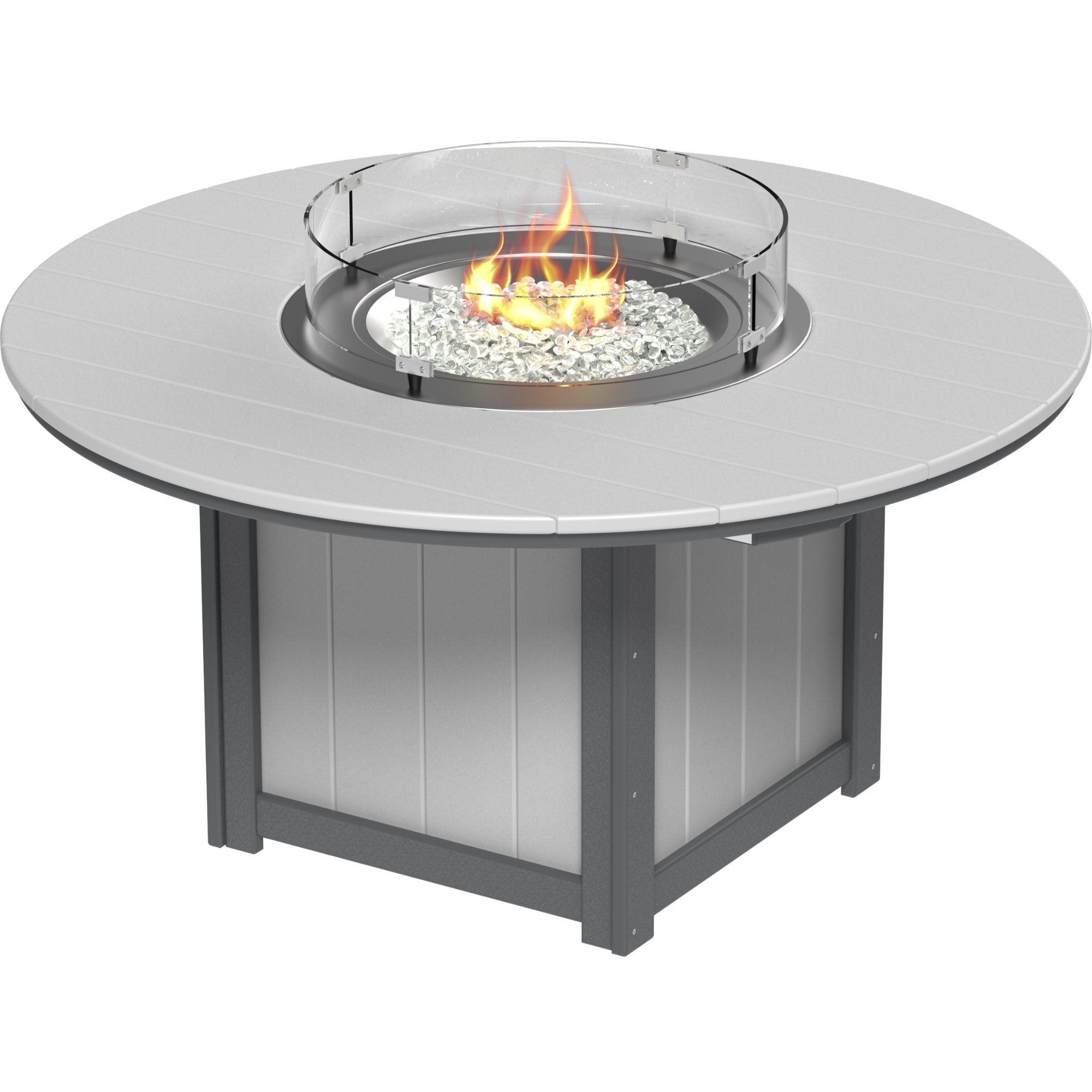 LuxCraft Lumin 60″ Round Fire Table – Outdoor Poly Patio Bar Height Fire Table (LFT60R)
