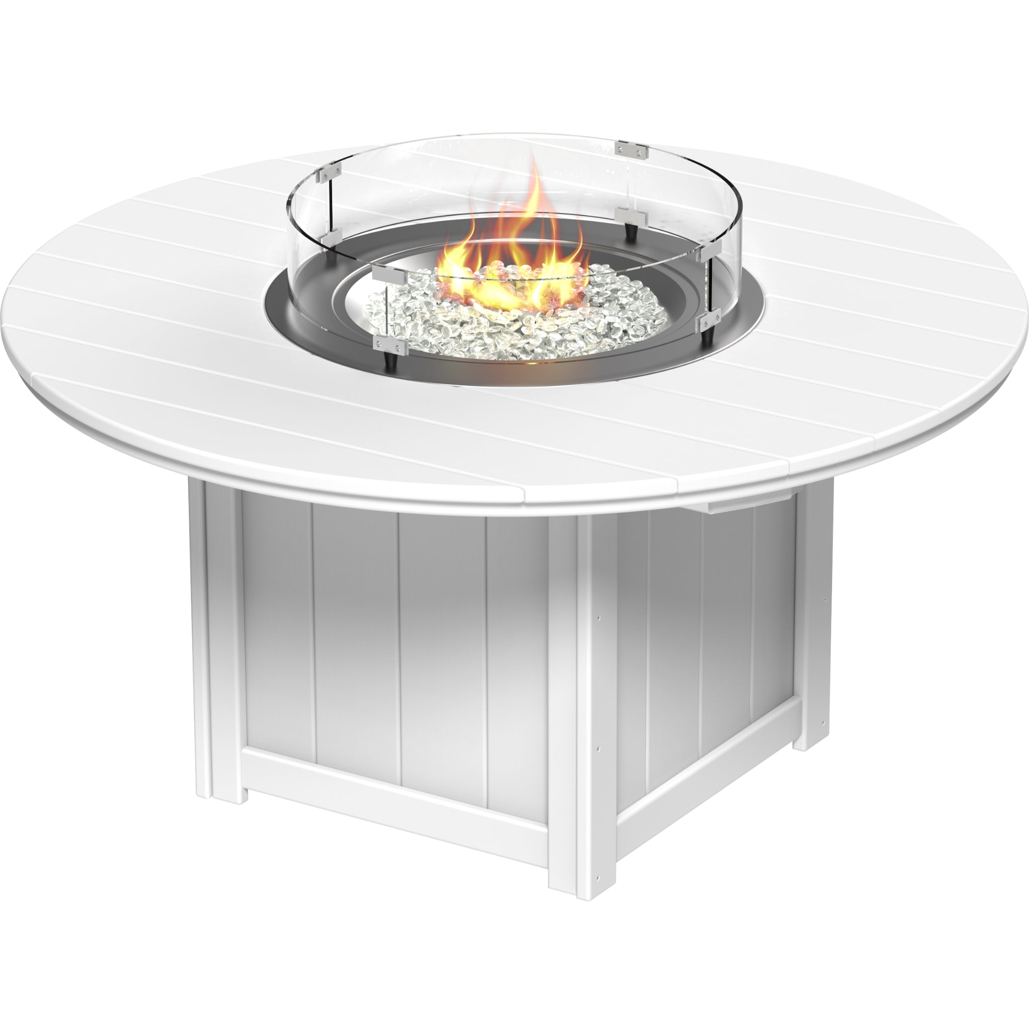 LuxCraft Lumin 60″ Round Fire Table – Outdoor Poly Patio Bar Height Fire Table (LFT60R)