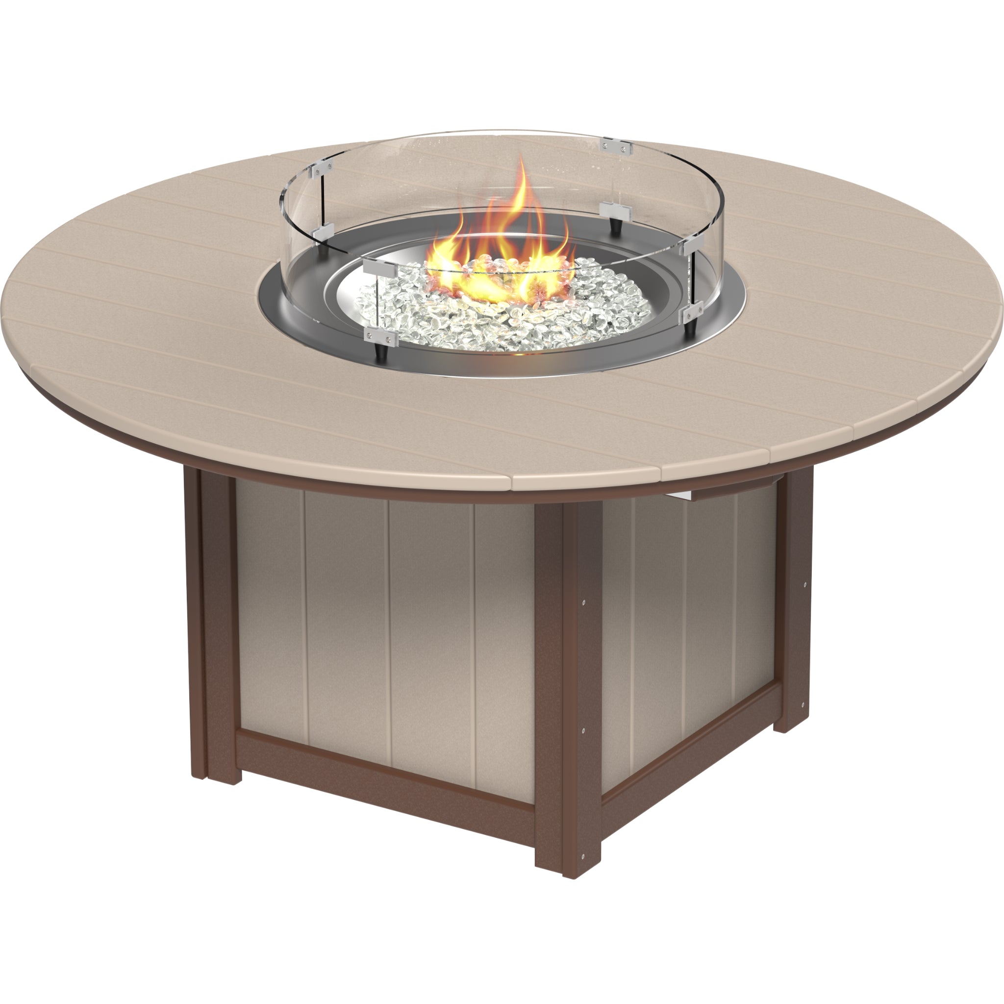 LuxCraft Lumin 60″ Round Fire Table – Outdoor Poly Patio Bar Height Fire Table (LFT60R)