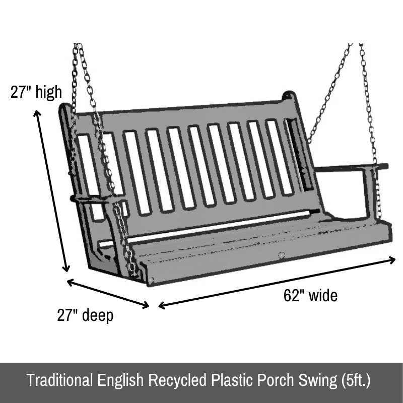 Traditional English Poly Recycled Plastic Porch Swing