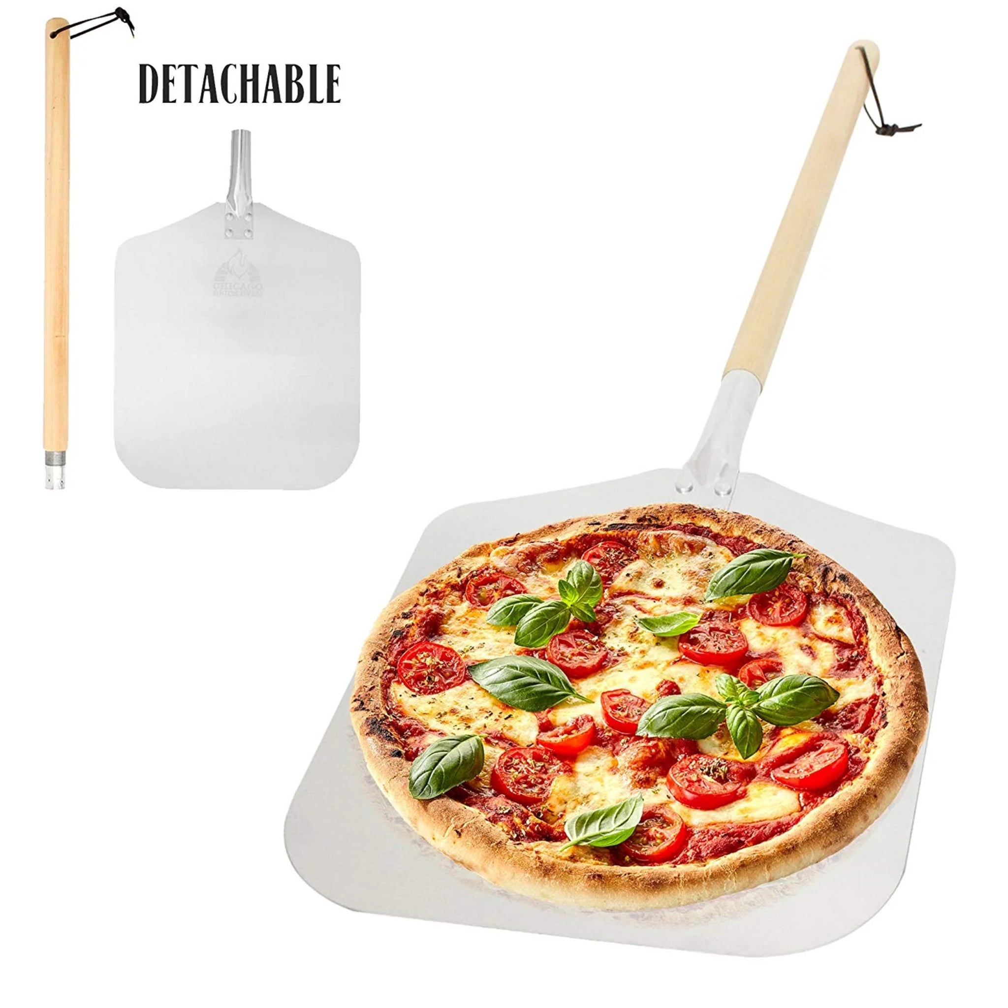Chicago Brick Oven Pizza Peel with Detachable Wood Handle CBO-A-PZA-PEL-DET-12